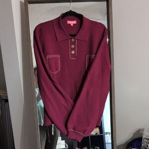 Burgundy Bubble Sleeve Sweater